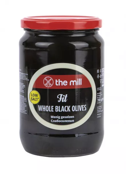 The Mill Fit Ganze Schwarze Oliven 700 g Glas 