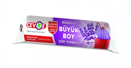  ÇEVRE Büzgülü Çöp Torbası Büyük Boy Lavanta 10'lu (65x70)